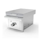 Wildfire Outdoor Living 15" Wide 17K BTU Ranch Pro Stainless Steel Griddle (SAK19684) - Saksby Wholesale - Front Left View Silver