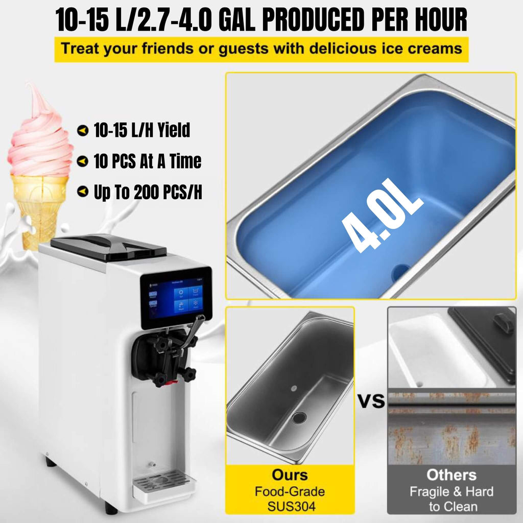 1000W Commercial Home Soft Serve Frozen Yogurt Ice Cream Maker Machine, 4.5L Demonstration View