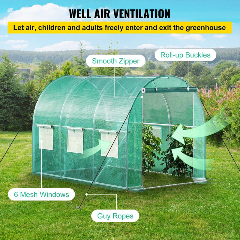 10FT Large Walk-In Outdoor Portable Plastic Greenhouse W/ Windows, (10 x 7 x 7)' (91032130) - SAKSBY.com - Demonstration View
