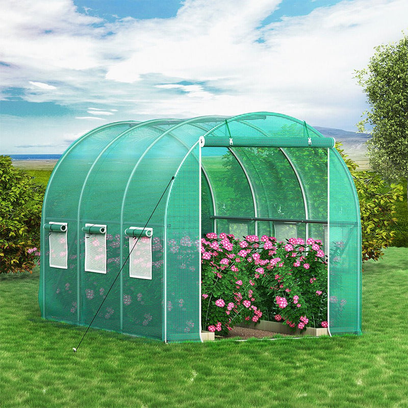 10FT Large Walk-In Outdoor Portable Plastic Greenhouse W/ Windows, (10 x 7 x 7)' (91032130) - SAKSBY.com -Demonstration View