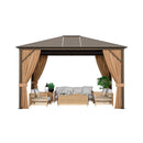 [10x12FT] Premium Outdoor Hardtop Patio Gazebo W/ Galvanized Steel Top & Aluminum Frame (SAK74065) - Saksby Wholesale - Front View