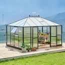 [10X14FT] Premium Outdoor Polycarbonate Greenhouse With Aluminum Frame And Double Swing Doors (SAK23168) - Saksby Wholesale - Product Dimensions