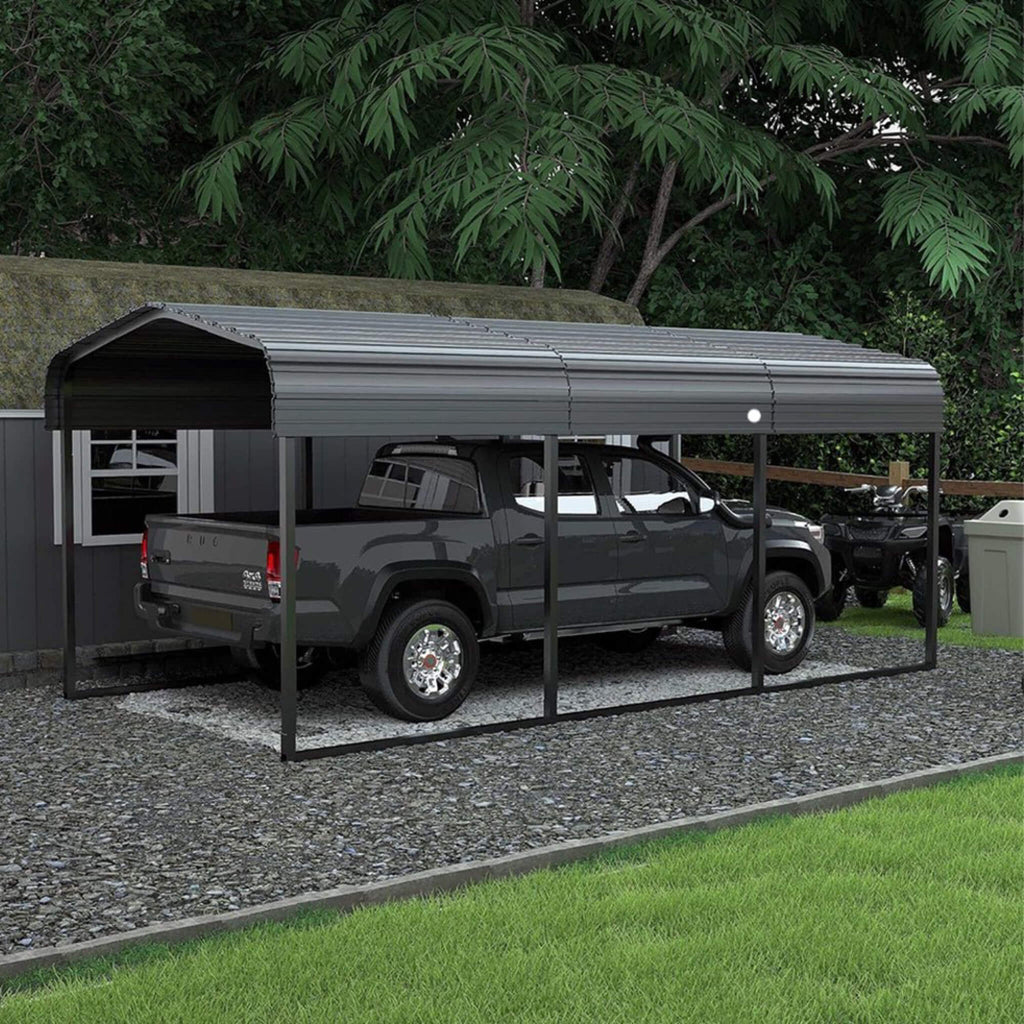[10X15FT] Large Heavy-Duty Outdoor Metal Carport For Cars, Trucks And Boats (SAK95738) - Saksby Wholesale - Outdoor View