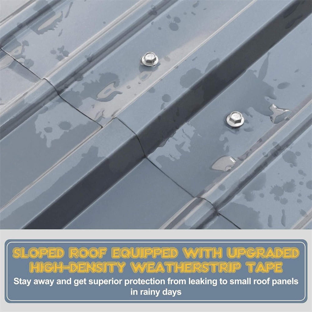 [10X15FT] Large Heavy-Duty Outdoor Metal Carport For Cars, Trucks And Boats (SAK95738) - Saksby Wholesale - Sloped Roof Features View
