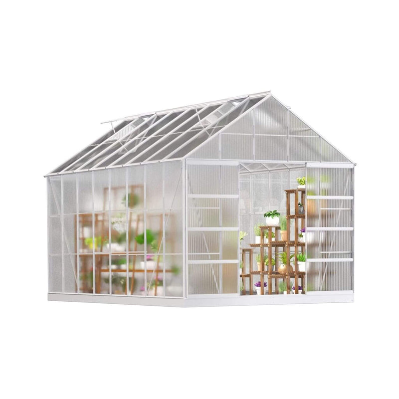 [10x16FT] Extra Large Heavy Duty Backyard Polycarbonate Aluminum Greenhouse With Sliding Doors And Vents (SAK97526) - Saksby Wholesale - White Background
