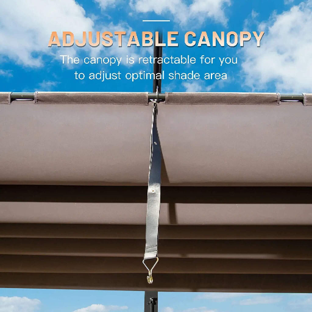 [11X16FT] Outdoor Retractable Backyard Aluminum Metal Pergola Gazebo With Roof (SAK16804) - Saksby Wholesale - Canopy View