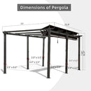 [11X16FT] Outdoor Retractable Backyard Aluminum Metal Pergola Gazebo With Roof (SAK16804) - Saksby Wholesale - Dimensions View
