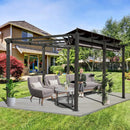 [11X16FT] Outdoor Retractable Backyard Aluminum Metal Pergola Gazebo With Roof (SAK16804) - Saksby Wholesale - Outdoor View