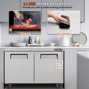12.9 Cu.Ft 2-Door 48-Inch Commercial Stainless Steel Worktop Undercounter Refrigerator (SAK26049) - Saksby Wholesale - Countertop View