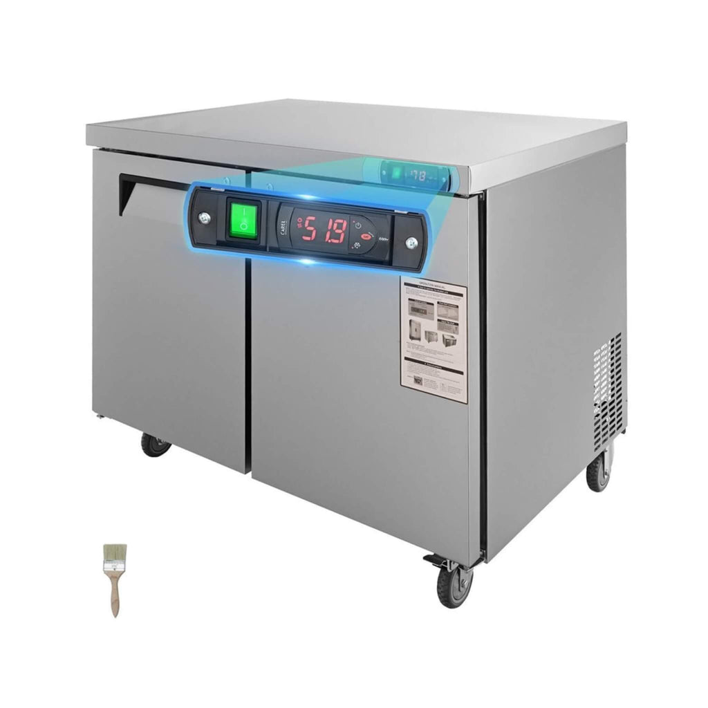 12.9 Cu.Ft 2-Door 48-Inch Commercial Stainless Steel Worktop Undercounter Refrigerator (SAK26049) - Saksby Wholesale - Digital Display View