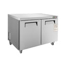 12.9 Cu.Ft 2-Door 48-Inch Commercial Stainless Steel Worktop Undercounter Refrigerator (SAK26049) - Saksby Wholesale - Front Right View