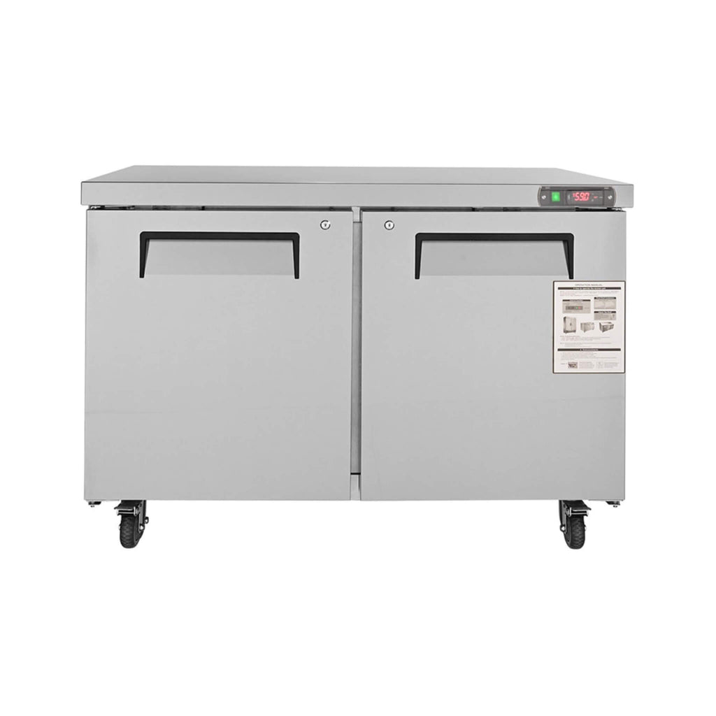 12.9 Cu.Ft 2-Door 48-Inch Commercial Stainless Steel Worktop Undercounter Refrigerator (SAK26049) - Saksby Wholesale - Front View