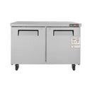 12.9 Cu.Ft 2-Door 48-Inch Commercial Stainless Steel Worktop Undercounter Refrigerator (SAK26049) - Saksby Wholesale - Front View