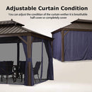 [12X20FT] Heavy-Duty Outdoor Backyard Hardtop Gazebo With Netting And Curtains (SAK18352) - Saksby Wholesale - Adjustable Curtains