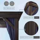 [12X20FT] Heavy-Duty Outdoor Backyard Hardtop Gazebo With Netting And Curtains (SAK18352) - Saksby Wholesale - All Weather Use