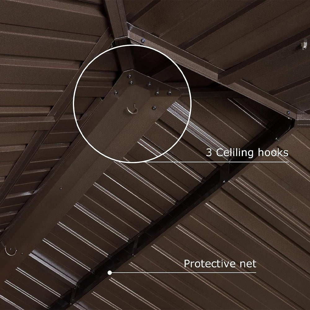 12 x 20' Heavy Duty Outdoor Backyard Hardtop Gazebo With Netting And Curtains, (97418352) - Zoom Parts View