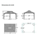 12 x 20' Heavy Duty Outdoor Backyard Hardtop Gazebo With Netting And Curtains, (97418352) - SAKSBY.com -Measurement View