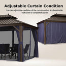 12 x 20' Heavy Duty Outdoor Backyard Hardtop Gazebo With Netting And Curtains, (97418352) - Zoom Parts View