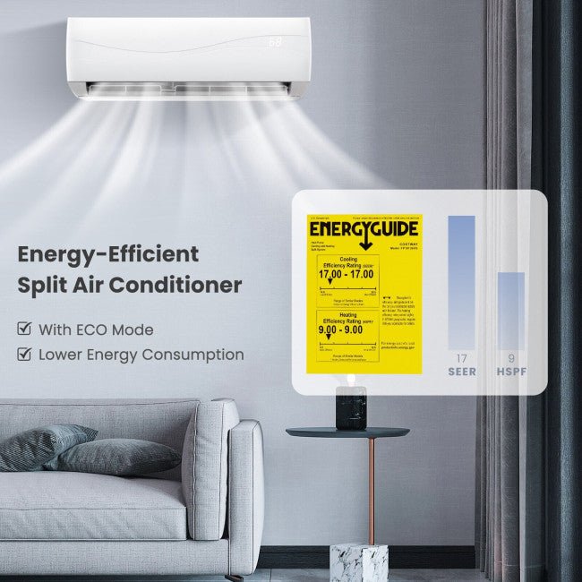 12000 BTU Mini Split Wall Mounted Air Conditioner & Ductless Heater W/ 5 Operation Modes (97253816) - Zoom Parts View