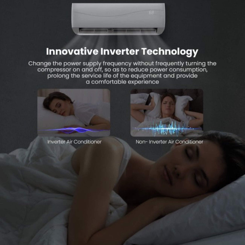12000 BTU Mini Split Wall Mounted Air Conditioner & Ductless Heater W/ 5 Operation Modes (SAK53842) - Saksby Wholesale - Inverter View