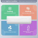 12000 BTU Mini Split Wall Mounted Air Conditioner & Ductless Heater W/ 5 Operation Modes (SAK53842) - Saksby Wholesale - 4 in 1 View