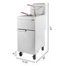 120K BTU Commercial Stainless Steel Gas Powered Floor Deep Fryer With Baskets, 50-55 LBS Side View