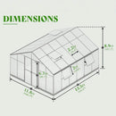 [12x13.5FT] Premium Extra Large Outdoor Aluminum Poylcarbonate Greenhouse With Quick Connect Fitting Sak63725 Saksby - Dimensions