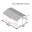 [12X20FT] Premium Heavy-Duty Outdoor Canopy Garage Shelter With Galvanized Metal Roof (SAK91523) - Saksby Wholesale - Dimensions View