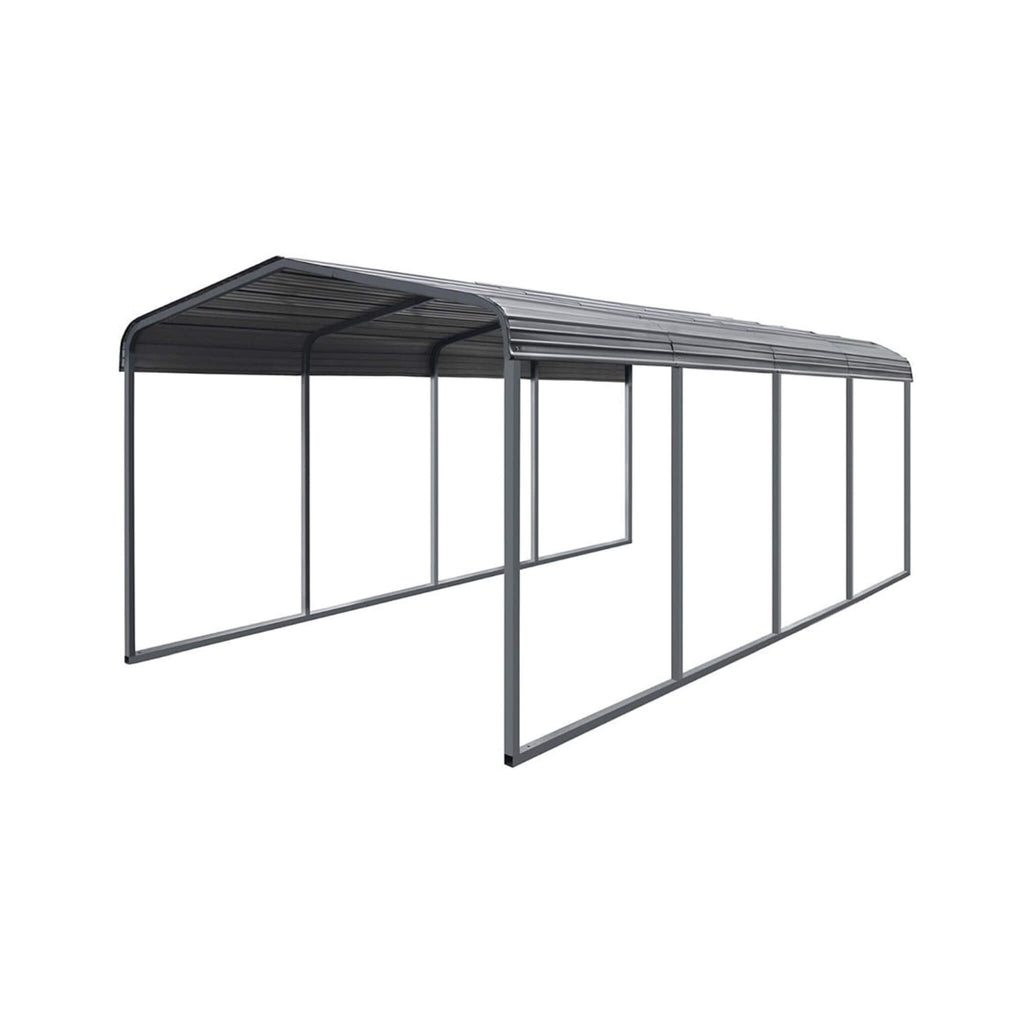 [12X20FT] Premium Heavy-Duty Outdoor Canopy Garage Shelter With Galvanized Metal Roof (SAK91523) - Saksby Wholesale - Front Left View