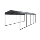 [12X20FT] Premium Heavy-Duty Outdoor Canopy Garage Shelter With Galvanized Metal Roof (SAK91523) - Saksby Wholesale - Front Left View