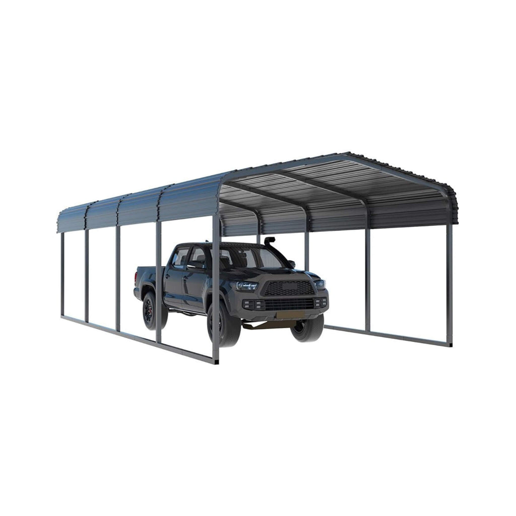 [12X20FT] Premium Heavy-Duty Outdoor Canopy Garage Shelter With Galvanized Metal Roof (SAK91523) - Saksby Wholesale - Front Right View