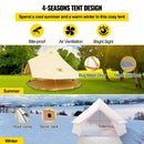 13FT Outdoor Glamping Yurt Teepee Canvas Camping Bell Family Waterproof Tent W/ Stove Jack - Demonstration View