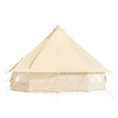 13FT Outdoor Glamping Yurt Teepee Canvas Camping Bell Family Waterproof Tent W/ Stove Jack - SAKSBY.com - Front View