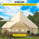 13FT Outdoor Glamping Yurt Teepee Canvas Camping Bell Family Waterproof Tent W/ Stove Jack - SAKSBY.com - Front View