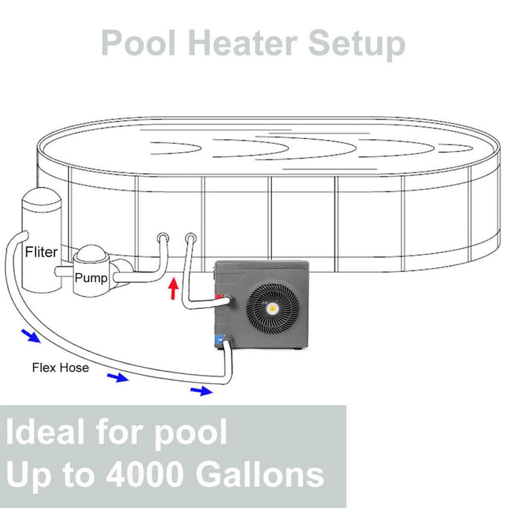 14,8KBTU Premium Above Ground Swimming Pool Heater Pump (SAK97584) - Saksby Wholesale - Set Up View