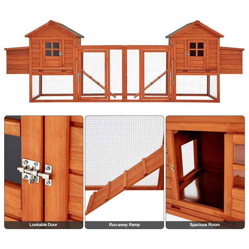 144" Large Wooden Outdoor Chicken Coop Cage W/ Nesting Box (92382417) - SAKSBY.com - Chicken Coop - SAKSBY.com