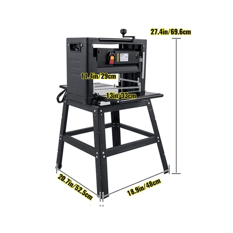 15AMP Heavy Duty Electric Thickness Planer Benchtop W/ Stand, 13" (SAK22701) - Saksby Wholesale - Dimensions