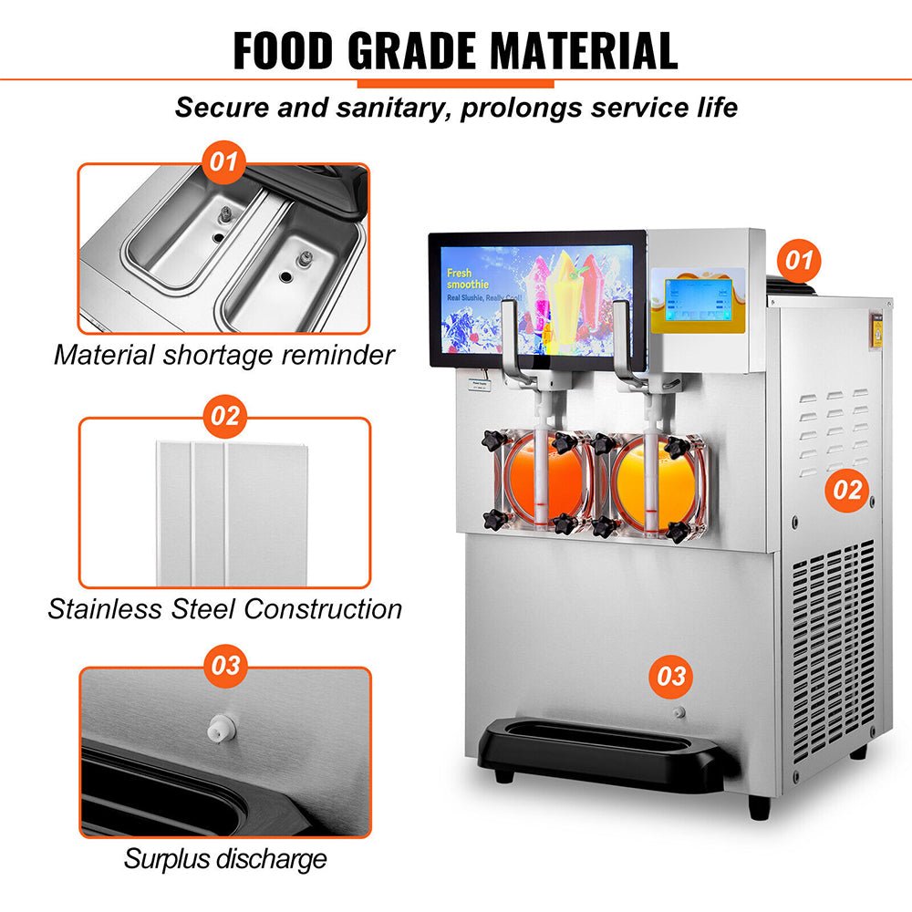 16L Commercial Double Frozen Margarita Ice Slushie Drink Maker Machine, 1155W Demonstration View