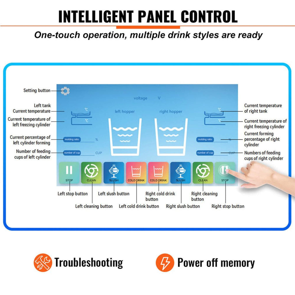 Commercial 16L 1155W Double Frozen Margarita Ice Slushie Drink Maker Machine (SAK95281) - Saksby Wholesale - Control Panel