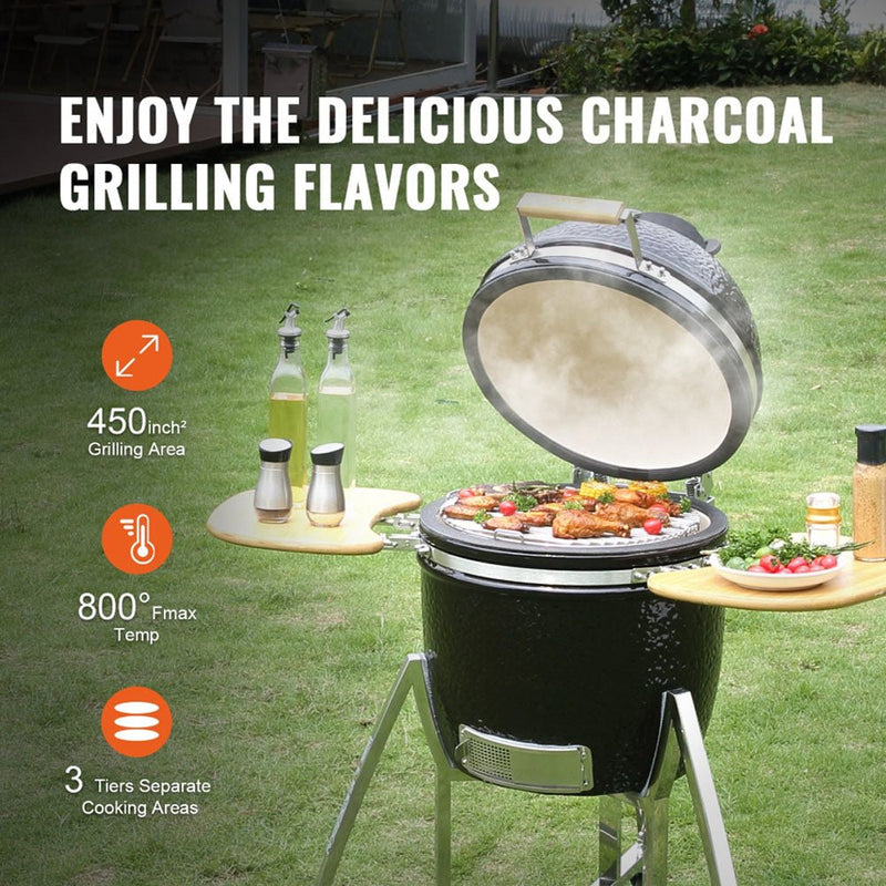 18" Portable Round Ceramic Outdoor Barbecue Smoker Grill For Patio (97258631) - SAKSBY.com - BBQ Grills - SAKSBY.com