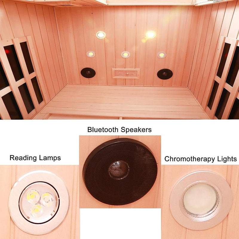 2-Person Low Emf FAR-Infrared Heat Wood Home Personal Spa Sauna With Ceramic Heaters, 1760W (93852741) - Zoom Parts View