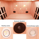 2-Person Low EMF FAR-Infrared Heat Wood Home Personal Spa Sauna With Ceramic Heaters, 1760W (SAK25714) - Saksby Wholesale - Product Features