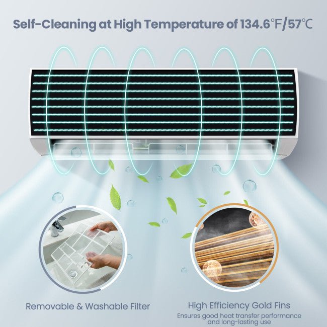 23000 BTU Mini Split Wall Mounted Air Conditioner & Ductless Heater W/ 5 Operation Modes (93752810) - Features, Text View