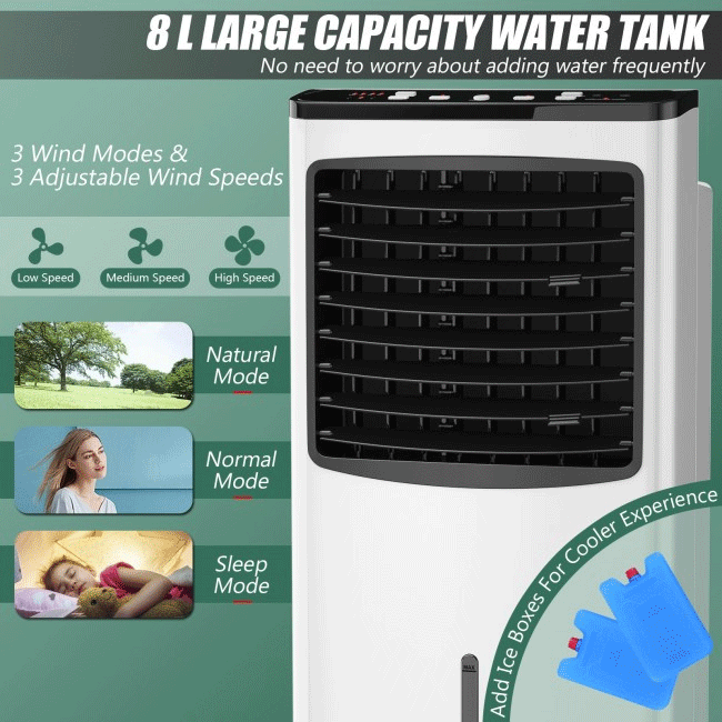 3-In-1 Portable Evaporative Air Cooler Fan W/ Remote Control - For Home & Office - SAKSBY.com - Zoom Parts View