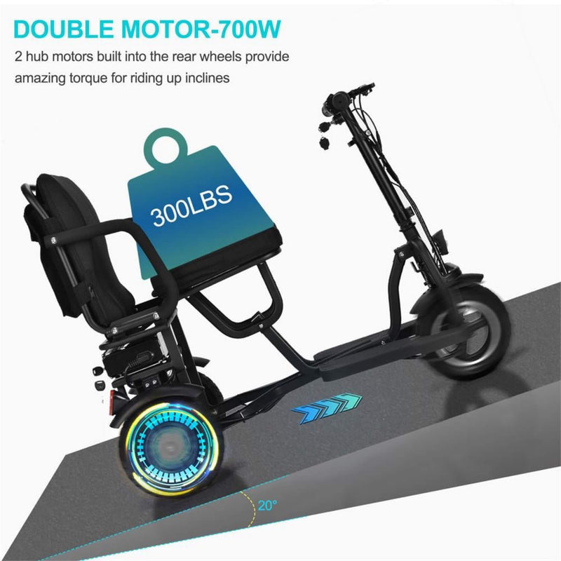 EZG 3-Wheel Electric Heavy Duty Lightweight Powered Mobility Scooter For Adults, 280LBS (SAK47361) - Saksby Wholesale - Motor Features View