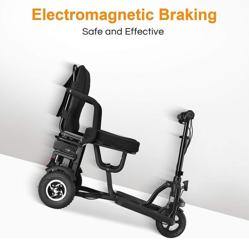 EZG 3-Wheel Electric Heavy Duty Lightweight Powered Mobility Scooter For Adults, 280LBS (SAK47361) - Saksby Wholesale - Braking View
