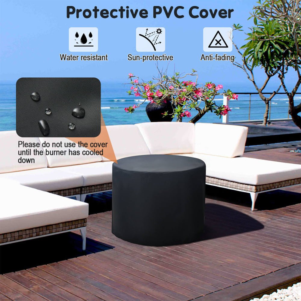 30K BTU Premium Outdoor Patio Gas Fire Pit Table With Fire Glasses And Cover, 32" (96517432) - Demonstration View