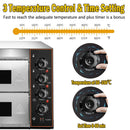 3KW Premium Electric Commercial Stainless Steel Double Deck Pizza Oven (SAK81427) - Saksby Wholesale - Temperature COntrol and Time Settings