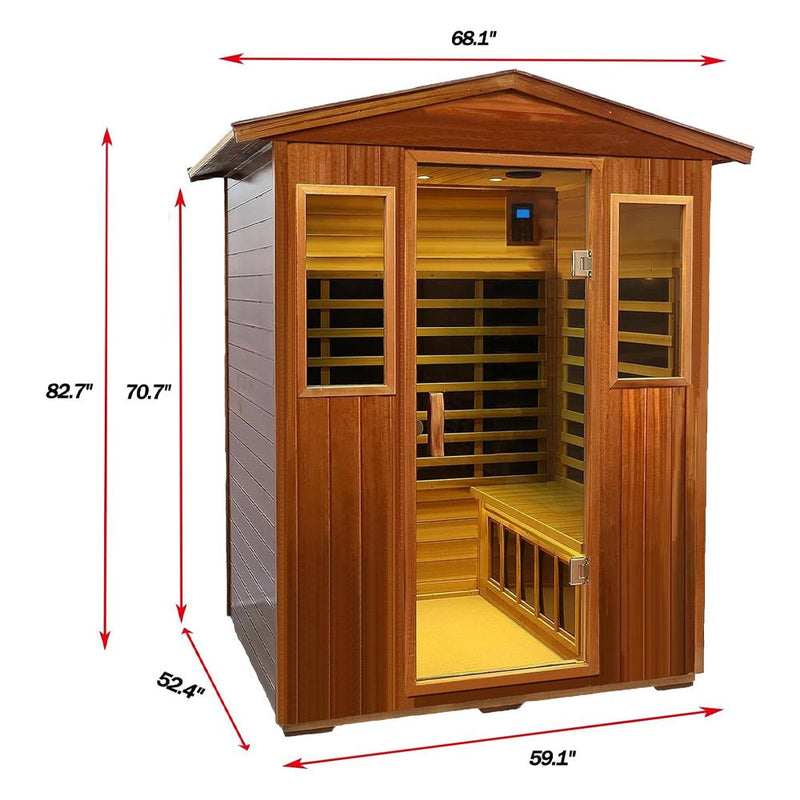 4-Person Luxury Low EMF Outdoor FAR Infrared Home Sauna With Bluetooth Audio, 2050W (96415372) - SAKSBY.com - Saunas - SAKSBY.com