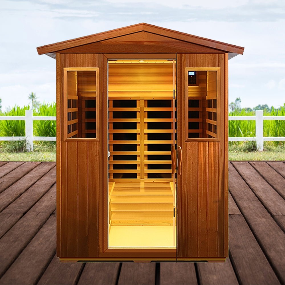 4-Person Luxury Low EMF Outdoor FAR Infrared Home Sauna With Bluetooth Audio, 2050W (96415372) - SAKSBY.com - Saunas - SAKSBY.com